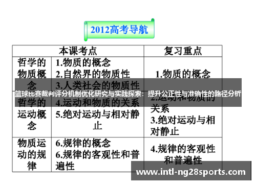 篮球比赛裁判评分机制优化研究与实践探索：提升公正性与准确性的路径分析
