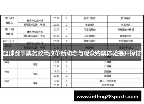 篮球赛事票务政策改革新动态与观众购票体验提升探讨